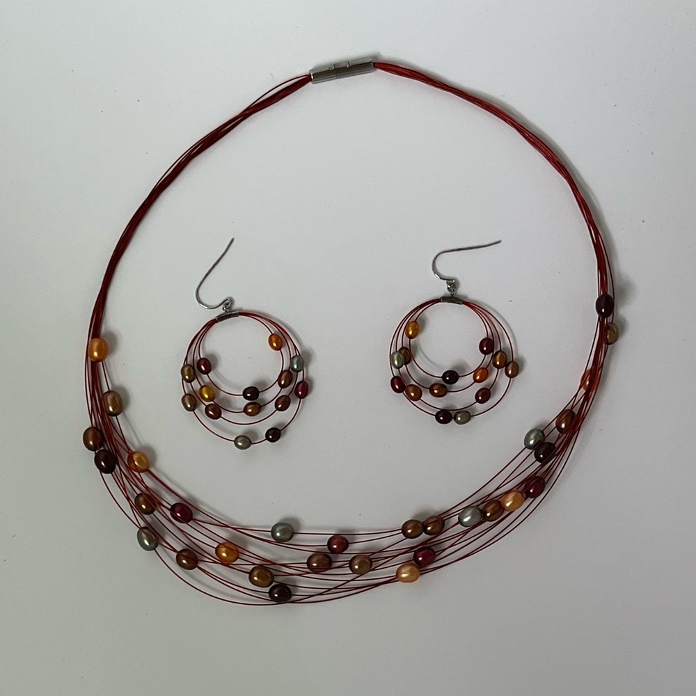 HONORA beaded wire necklace + earrings set
